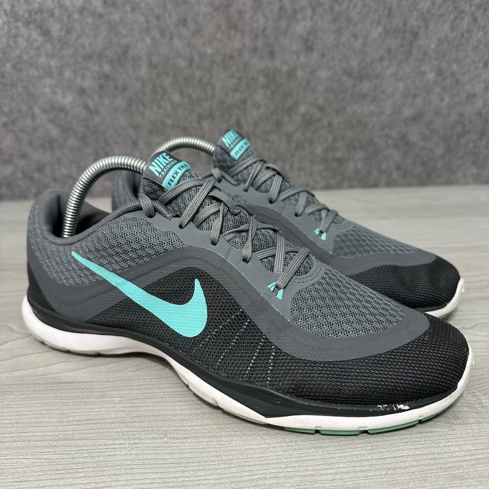 Nike Flex Trainer 6 Womens Size 9 Grey Turquoise Training Shoes 831217-004